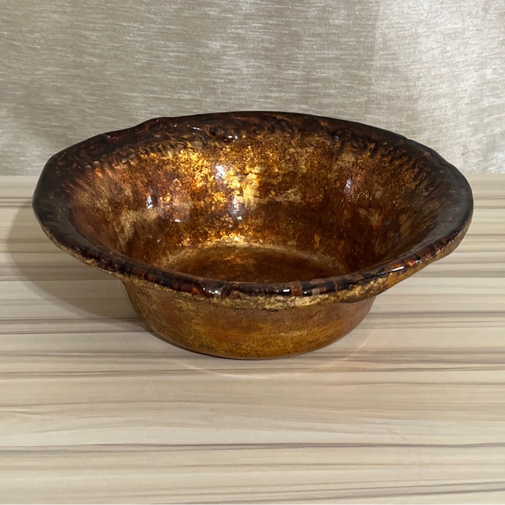 Franco Vetrerie E Cristallerie Unique Handcrafted Gold Art Glass Bowl Italy